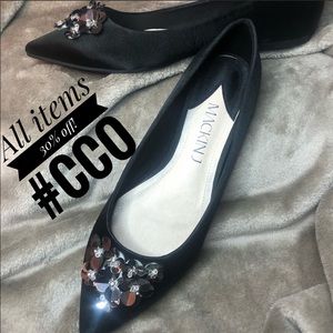 Vintage Style Sequin Black Ballet Flats